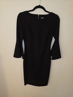 Calvin Klein Black Bell-Sleeve Sheath Dress